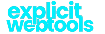 Blue text 'explicit webtools' on a white background